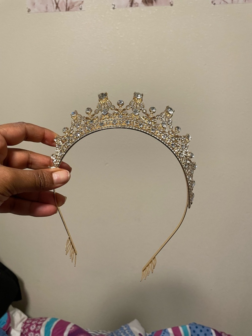 Unlisted OS Gold Rhinestone Crystal Tiara Headband - Picture 2 of 6